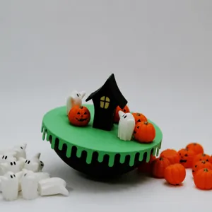 Halloween Balance Game Set Tabletop Tumbler Toy With Pumpkin And Ghost Mini Figures Party Interactive Game Props Plastic
