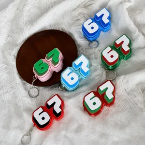 67 number shape fidget clicker keychain creative decompression metal ring toy pendant