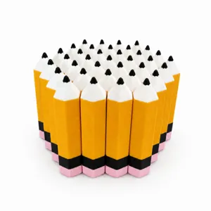 Honeycomb pencil stress relief toy detail, cute yellow hexagon shaped decorative ornament.