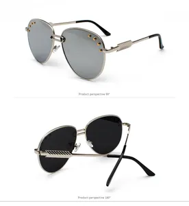 Κομψά γυαλιά ηλίου aviator με διακοσμητικά πριτσίνια και μεταλλικούς βραχίονες