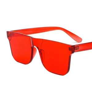 Gafas de Sol de Una Pieza Moda Lentes Oceánicas Para Hombre Mujer Colores Caramelo Sin Montura UV400 Cuadrado
