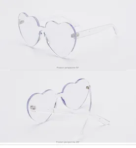 Κοντινή προβολή πολλαπλών γωνιών από λεβάντα διαφανή γυαλιά ηλίου σε σχήμα καρδιάς