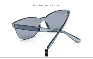 Lunettes de soleil œil de chat oversize avec verres gris fumé d'une seule pièce détail