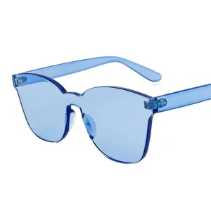 Lunettes de soleil monobloc élégantes à verres bleu océan style européen