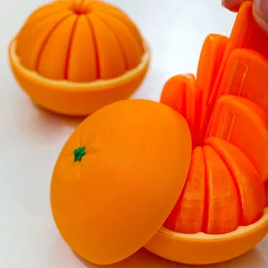 Jouet anti-stress orange imprimé en 3D, jouet créatif de fruits d'agrumes avec des couches.