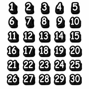 Numbered pencil toppers black silicone number tags 1 to 30 for school office supplies