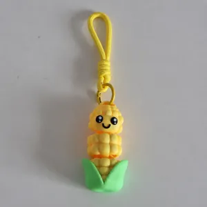 3D printed cute corn keychain, cartoon bag pendant, creative hanging accessory for keys.