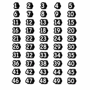 Numbered pencil toppers set black 1 to 50 plastic number tags for school office writing tools