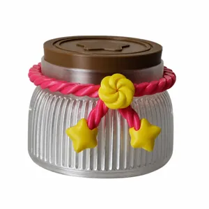 Cute star wishing bottle jar with pink braided rope ornament desktop decoration gift main image