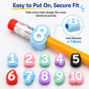 Numbered Pencil Toppers 3D Printed PLA Plastic Pencil Caps Assorted Number Labels For School Office Stationery