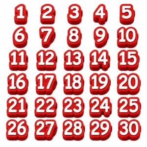 Numbered pencil toppers set 1-30 plastic number markers for school office organization