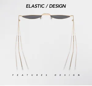 Gros plan de lunettes de soleil demi-cerclées en métal avec branches élastiques souples