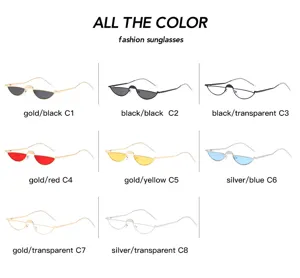 Collection de lunettes de soleil rétro demi-cerclées en métal de diverses couleurs