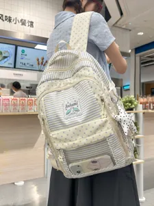 Mochila escolar japonesa a rayas y estrellas con compartimento transparente ita bag