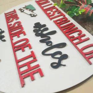 Panneau suspendu en bois de Noël décoration de porte de vacances rustique fête murale suspendue