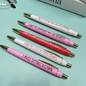 Ensemble de stylo à bille humoristique pour infirmière avec citations drôles pour bureau.