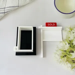 Porta biglietti da visita immobiliari in acrilico nero bianco con insegna sold decorazione