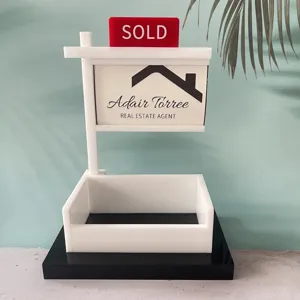 Espositore per Portabiglietti da Visita Immobiliare in Acrilico Con Targhetta Sold Organizzatore da Scrivania per Ufficio