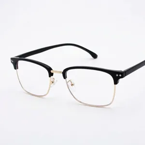 Retro Halbrahmen Großer Rahmen Brillengestell Für Herren Damen Literarischer Stil Mode Optische Brille Anti-Blaulicht Brillenfassung