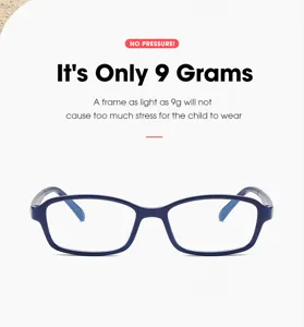 Detailansicht der ultraleichten 9g Blaulichtfilter-Brille für Kinder in Blau