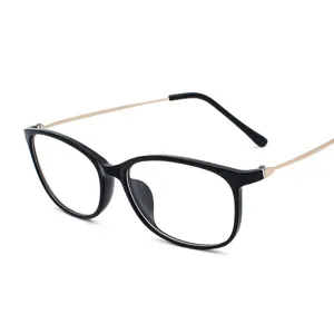 Retro Square Eyeglasses Frame Anti-Blue Light Optical Glasses Metal Temple Vintage Eyewear Frame For Men Women