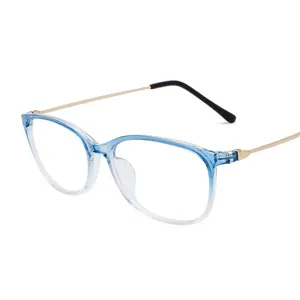 Stylish retro blue gradient full-frame glasses with durable golden metal temples