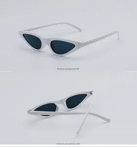 Detailansicht der weißen Retro-Cat-Eye-Sonnenbrille aus 90- und 180-Grad-Winkeln