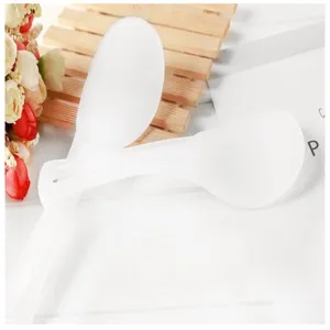 Cuchara de arroz de plástico antiadherente para cocina, cuchara de servicio blanca grande.