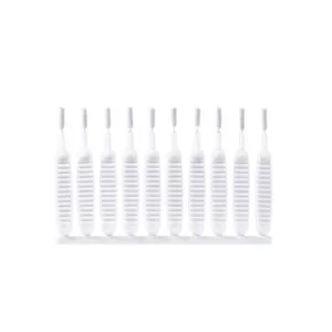White plastic interdental brushes set, 10 pcs hole cleaning tools for daily use main view