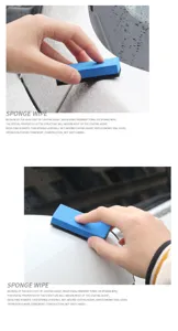 Esponja profesional de revestimiento de coche con espuma azul y soporte EVA negro para detalles.
