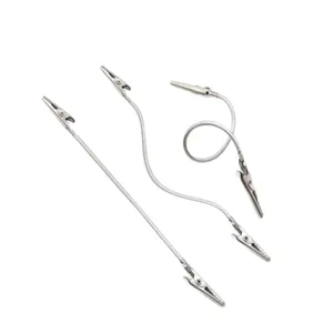 Clip a coccodrillo doppia in metallo con supporto flessibile a collo d'oca per display.