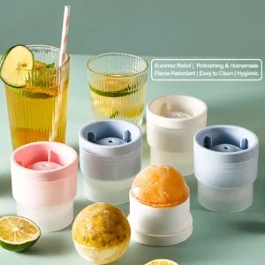 Haushalt Silikon Eiskugel Form Maker Set fuer Sommerkuehlung und runde Eiswuerfel Tray neu