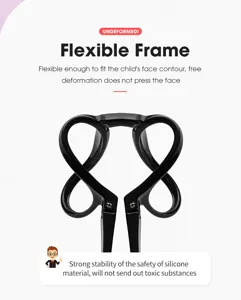 Vista detallada de la montura de gafas de silicona negra flexible para niños duradera