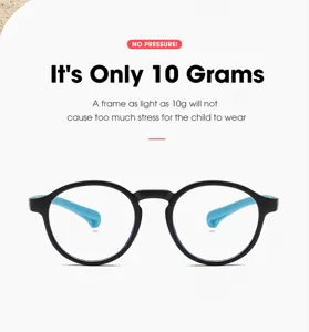 Montura de gafas de luz azul de silicona de 10g ultra ligera para niños en negro