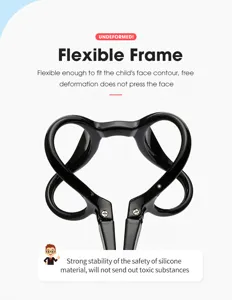 Detailansicht des flexiblen schwarzen Silikonrahmens für robuste Kinderbrillen.