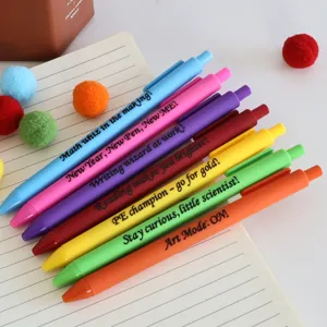 Set di 7 penne gel retrattili colorate con citazioni, cancelleria pastello per la scuola.