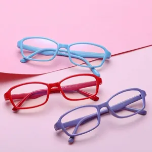 Kinder Blaulichtschutz Brille Ultraleichte Flexible TR90 Silikon Rahmen Quadratische Brille Sichtschutz Flachspiegel Für Kinder