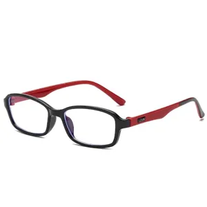 Ultraleichte Silikon-Blaulichtfilter-Brille für Kinder, mit schickem rot-schwarzem Gestell