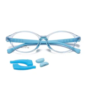 Blaue TR90 Blaulichtfilter Brille für Kinder inklusive Silikon-Antirutsch-Zubehör