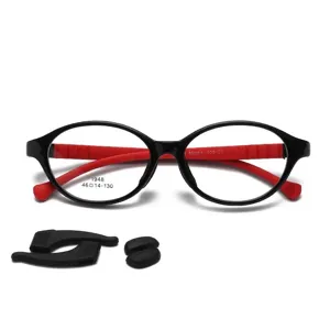 Kinder TR90 Blaulichtfilter Brille in Schwarz-Rot mit rutschfestem Silikon-Zubehörset