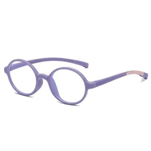 Lila Silikon-Blaulichtschutzbrille für Kinder mit flexiblen ovalen Rahmen für den Alltag