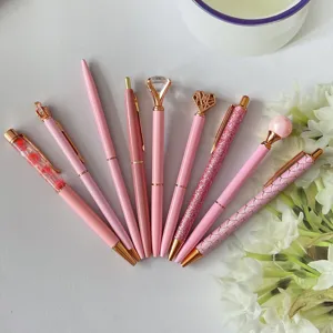 Cute pink and rose gold ballpoint pens set creative diamond mermaid scale stationery gift