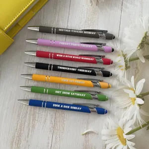 Lustiges Kugelschreiber-Set mit Touch-Spitze und witzigen Sprüchen für die Woche.