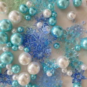 Perle riempitivo vaso fiocco di neve e decorazioni acriliche blu per candele galleggianti