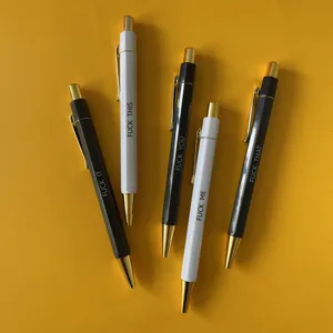 Lustige negative Zitate Kugelschreiber 5er Set Druckkugelschreiber mit Gold Clip und Gehäuse