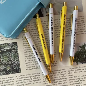Lustige Sprüche Kugelschreiber Set, 5 Stück depressive Büro Schreibwaren Accessoires.