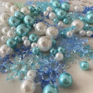 Perle riempitive per vasi a fiocco di neve e coriandoli acrilici blu per candele.