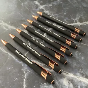 7-teiliges lustiges Kugelschreiber Set mit Stiftspitze und Touchfunktion, schwarze Stifte.
