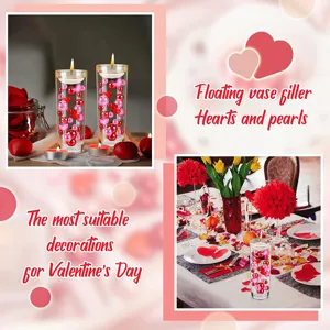 Riempimento per vasi galleggiante San Valentino cuori rossi perle con candele decoro