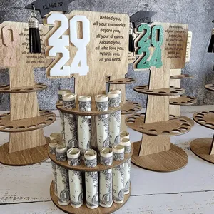 Wooden tiered graduation money holder cash display stand graduation gift party decor